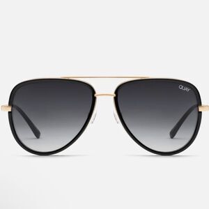 NWT Quay Australia All In Black and Gold Aviator Sunglasses